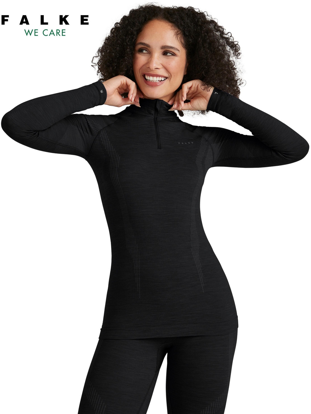 E-shop Falke Women zip Shirt Wool-Tech - black XS