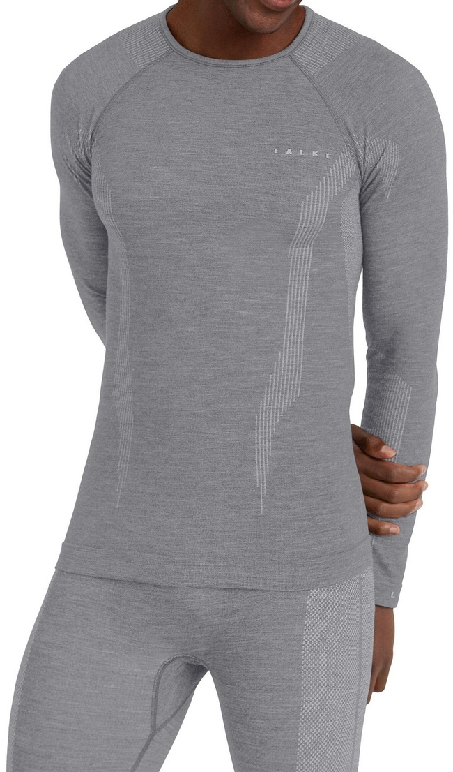 Levně Falke Men long sleeve Shirt Wool-Tech - grey-heather L