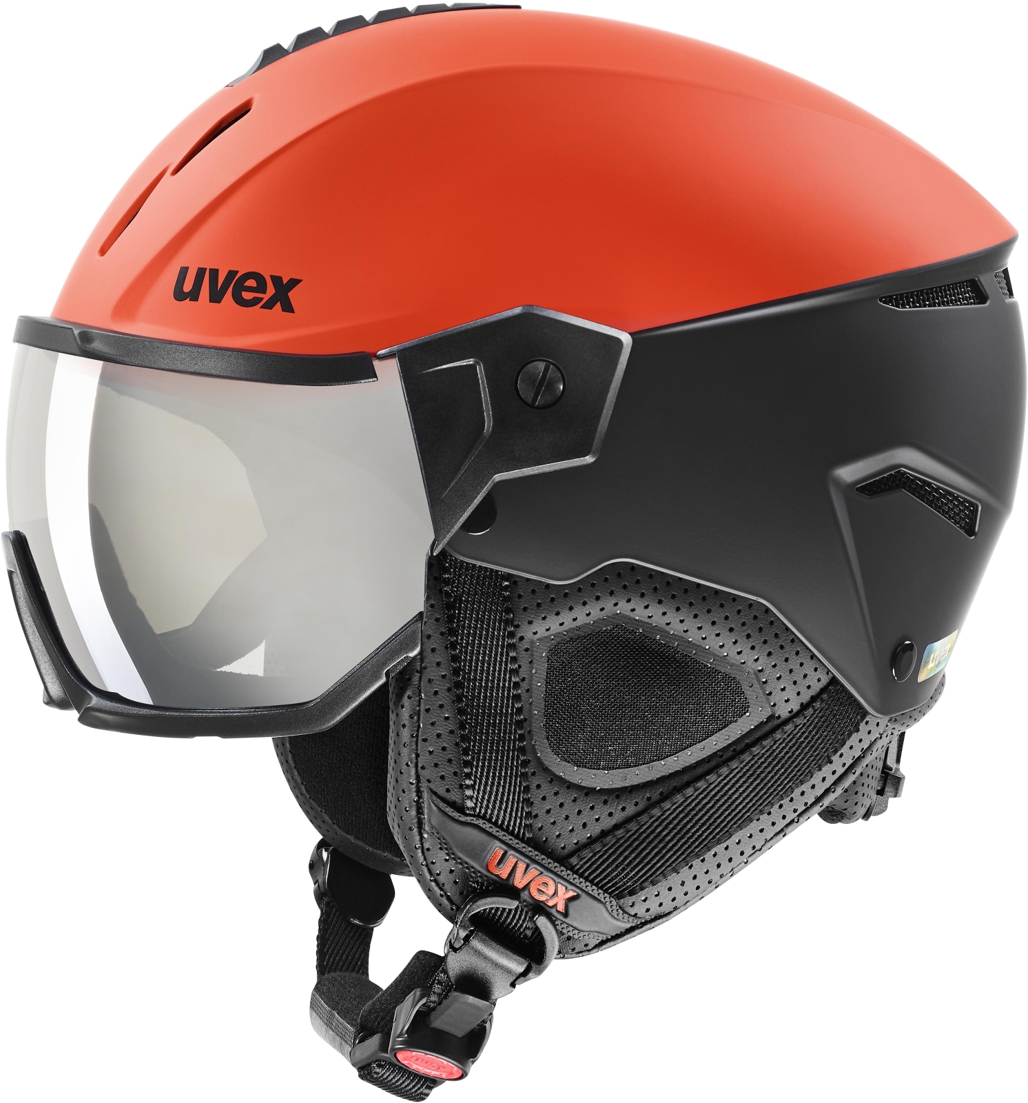 E-shop Uvex Instinct visor - fierce red/black matt/mirror silver smoke (S2) 56-58