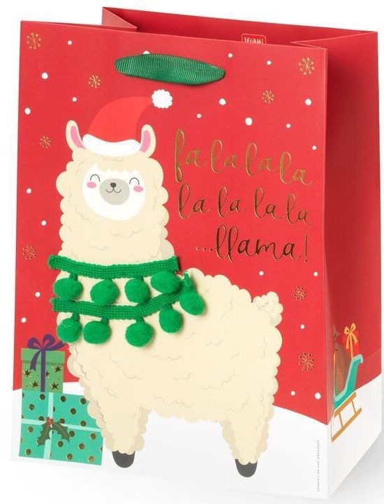 E-shop Legami Christmas Gift Bag - Medium - Llama uni